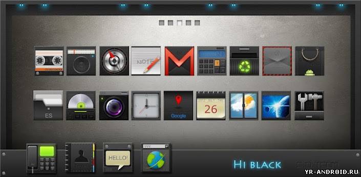 HI-Black GO LauncherEX Theme - оригинальная тема с 50 иконками